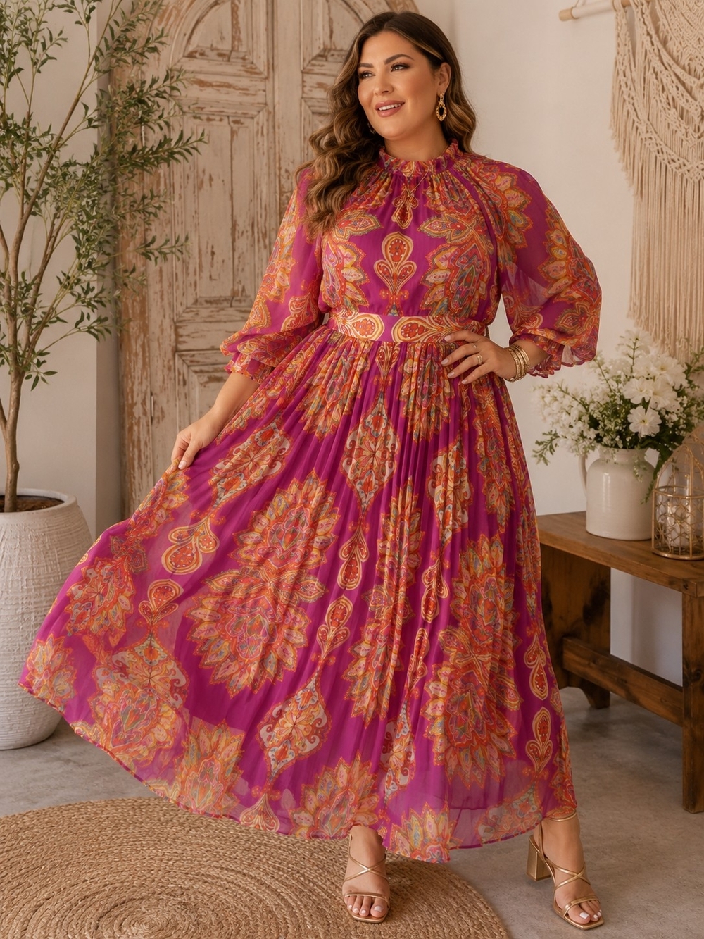 Flying Tomato Fuchsia Paisley Maxi Dress | Size XL - NWT - Picture 1 of 6
